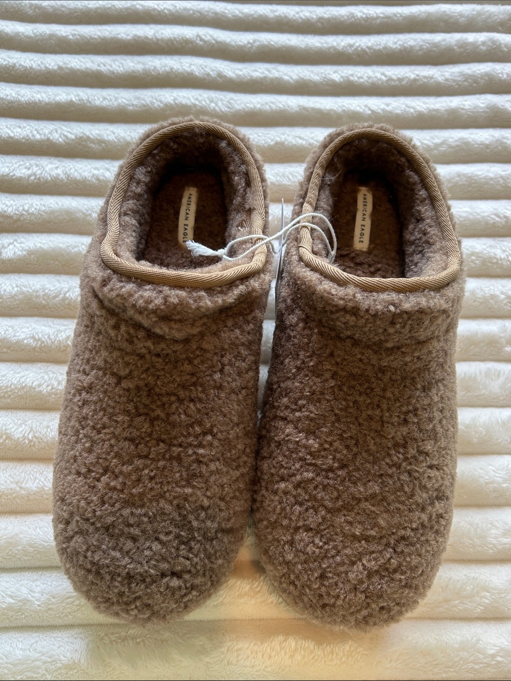 American Eagle Outfitters Brown Fleece Slip-On Women's Slippers